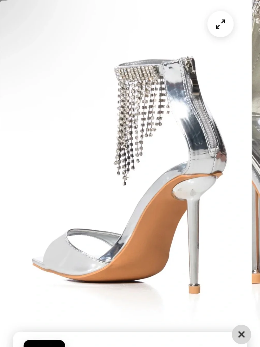 Azalea Wang Silver Rhinestone Fringe Stiletto Sandals - Women Shoes New size 7.5
